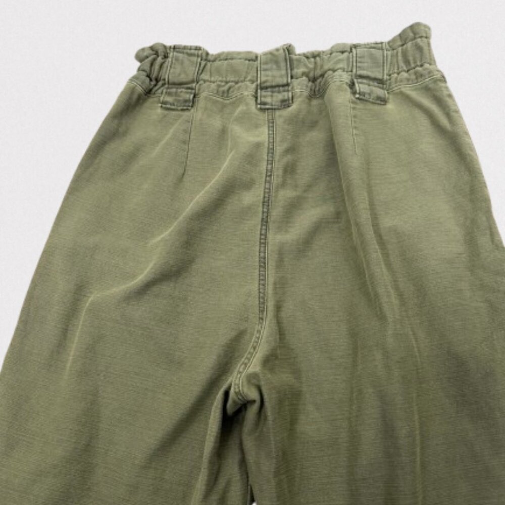 FREE PEOPLE One Way High Waist Wide Leg Crop Pants Size 12 Olive Green - Picture 7 of 11